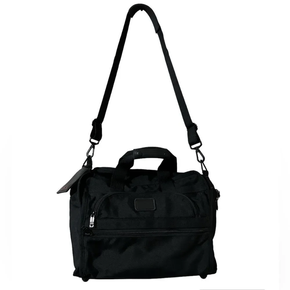 TUMI USA ALPHA BLACK BALLISTIC NYLON VINTAGE MESSENGER BRIEFCASE BAG